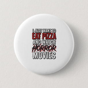 Badge Rond 5 Cm Films d'horreur de pizza Typographie vintage Hallo