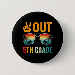 Badge Rond 5 Cm Fin 5e année Rétro Graduation Dernier jour de l'éc