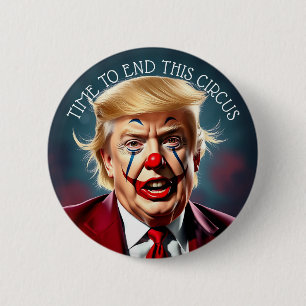 Badge Rond 5 Cm Fin du cirque   Enfiler ce clown