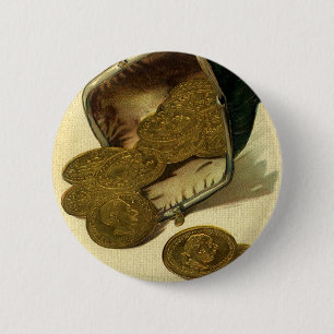 Badge Rond 5 Cm Finance d'entreprise vintage, monnaie de pièce d'o