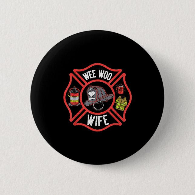Badge Rond 5 Cm Firefighter Wife Uniform Fireman Fire Department  (Devant)