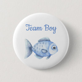 Badge Rond 5 Cm Fishing Gender Reveal - Team Boy