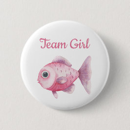 Badge Rond 5 Cm Fishing Gender Reveal - Team Girl