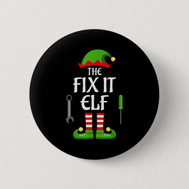 Badge Rond 5 Cm Fix It Elf Family Matching Group Christmas  (Devant)