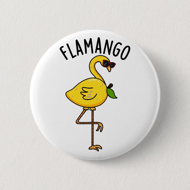 Badge Rond 5 Cm Fla-mangue Funny Flamant rose Pun (Devant)