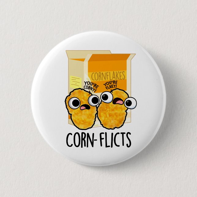 Badge Rond 5 Cm Flacons de maïs amusant Flakes Pun (Devant)