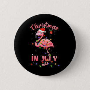 Badge Rond 5 Cm Flamant Rose Avec Chapeau De Père Noël Noël En Jui
