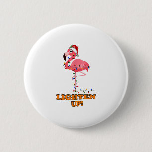 Badge Rond 5 Cm Flamant rose Éclairage Joyeux Noël
