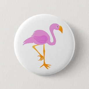 Badge Rond 5 Cm Flamant rose rose