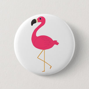 Badge Rond 5 Cm Flamant rose rose