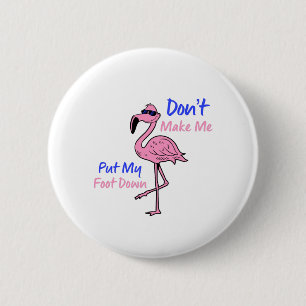 Badge Rond 5 Cm Flamant rose rose amusant