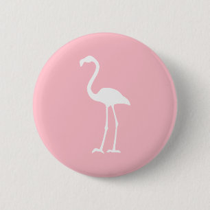 Badge Rond 5 Cm Flamant rose rose et blanc