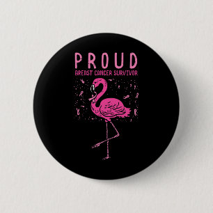 Badge Rond 5 Cm Flamant rose survivant Pink Breast Cancer Sensibil