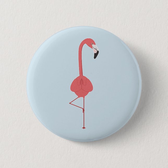 BADGE ROND 5 CM FLAMANT ROSE YOGA (Devant)