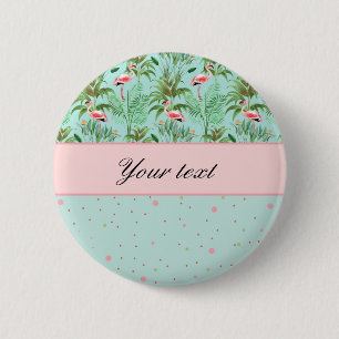 Badge Rond 5 Cm Flamants roses roses Pois