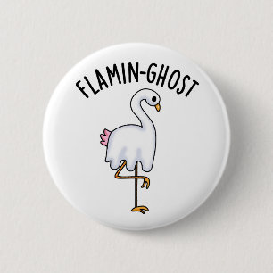 Badge Rond 5 Cm Flamin-fantôme Funny Flamant rose Fantôme Pun