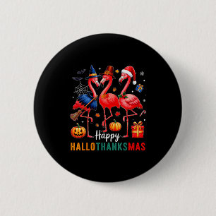 Badge Rond 5 Cm Flamingo Joyeux Hallothanksmas Drôle Halloween Mer