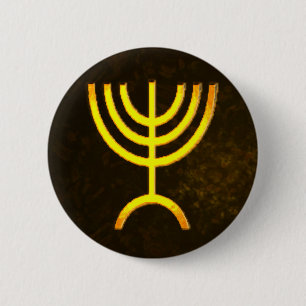 Badge Rond 5 Cm Flamme de Menorah