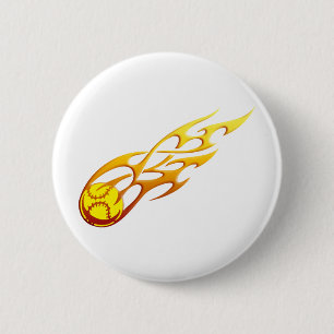 Badge Rond 5 Cm Flamme du base-ball