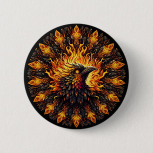 Badge Rond 5 Cm Flamme Phoenix Circulaire Graphique