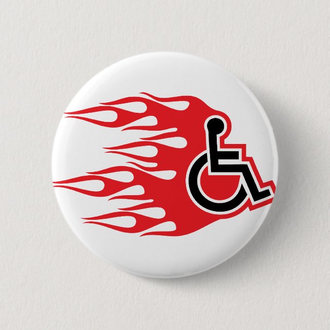 Badge Rond 5 Cm Flammes de fusée de fauteuil roulant (Devant)