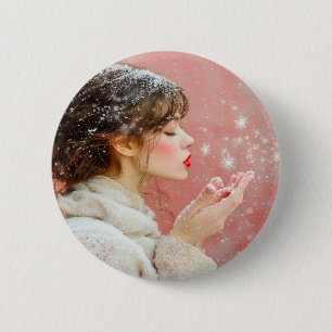 Badge Rond 5 Cm Flammes de neige