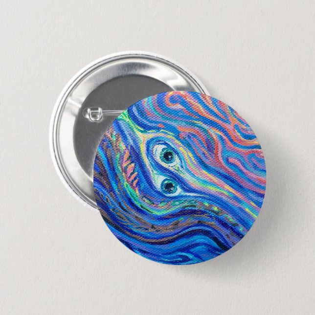 Badge Rond 5 Cm Flammes jumelles, peinture acrylique (Devant & derrière)