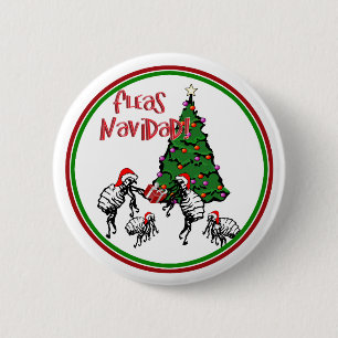Badge Rond 5 Cm FLEAS NAVIDAD - Christmas Fleas and Christmas Tree