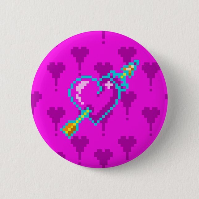 Badge Rond 5 Cm Flèche à travers le coeur du néon - pixel art Butt (Devant)