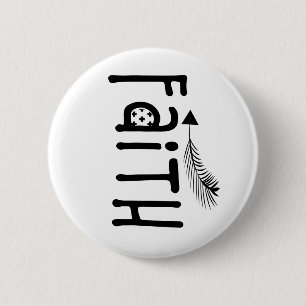 Badge Rond 5 Cm Flèche Tribale Croyance Monochrome
