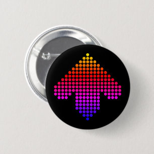 Badge Rond 5 Cm Flèche vers la pointe arc-en-ciel