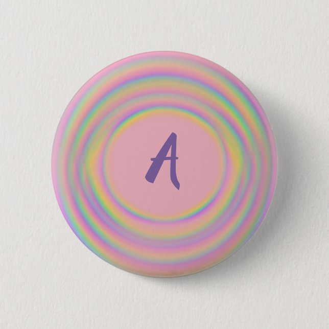 Badge Rond 5 Cm Flèches arc-en-ciel avec Monogramme (Devant)
