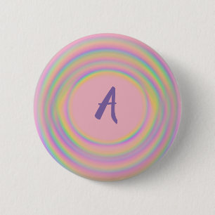 Badge Rond 5 Cm Flèches arc-en-ciel avec Monogramme
