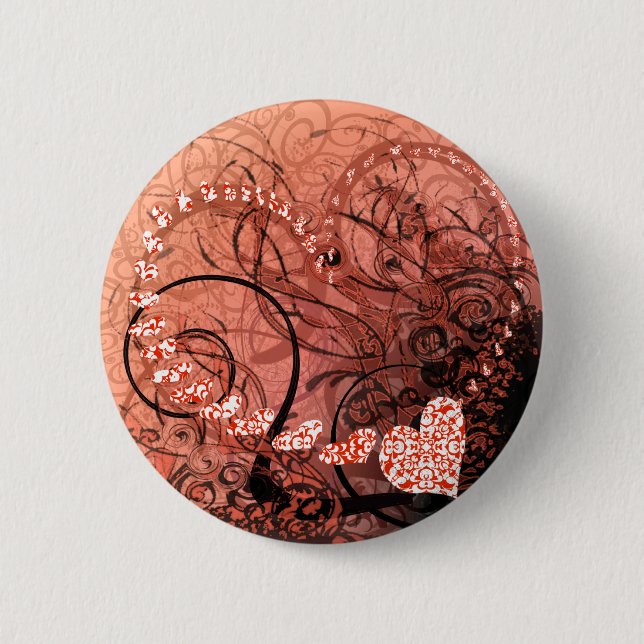 Badge Rond 5 Cm Flèches du coeur rouge (Devant)