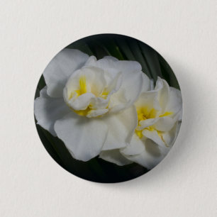 Badge Rond 5 Cm Fleur blanche