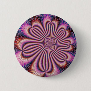 Badge Rond 5 Cm Fleur - Bouton fractal