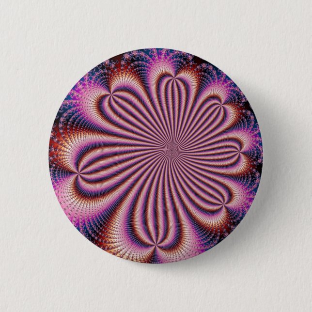 Badge Rond 5 Cm Fleur - Bouton fractal (Devant)