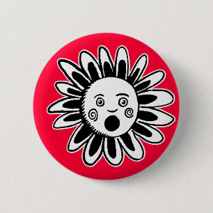 Badge Rond 5 Cm Fleur chantante