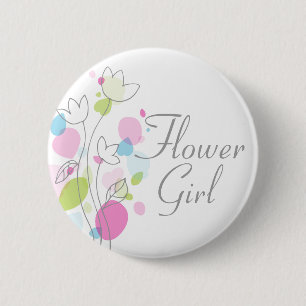 Badge Rond 5 Cm Fleur Confetti moderne fille mariage pin / bouton