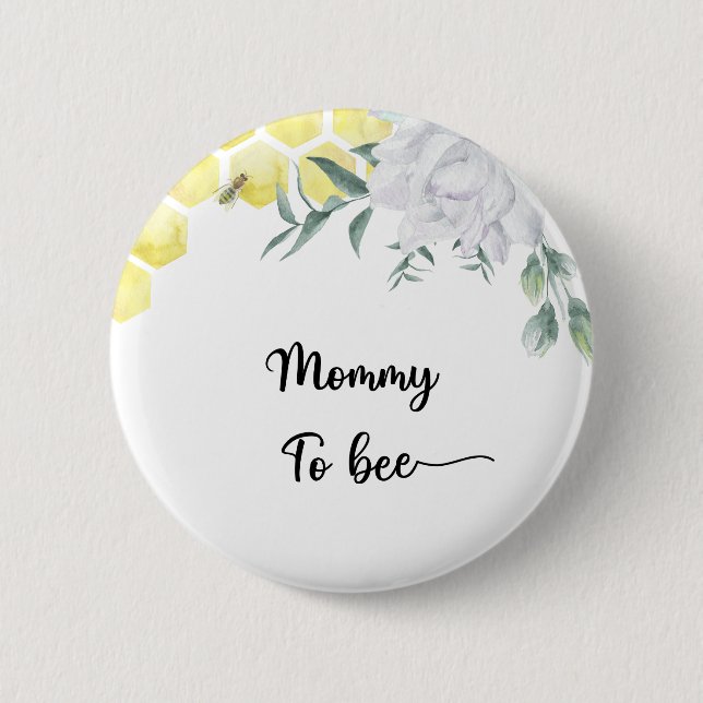 Badge Rond 5 Cm Fleur d'abeille. Maman doit être (Devant)