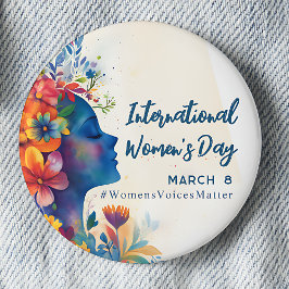 Badge Rond 5 Cm Fleur d'aquarelle Journée internationale des femme