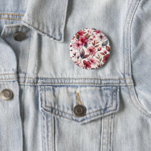 Badge Rond 5 Cm Fleur de Cerisier