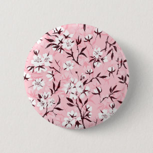 Badge Rond 5 Cm Fleur de cerisier blanc