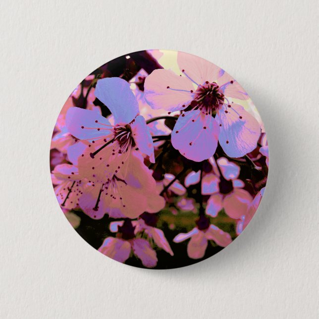 Badge Rond 5 Cm Fleur de cerisier rose (Devant)
