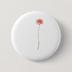 Badge Rond 5 Cm Fleur de Gerbera rouge pâle