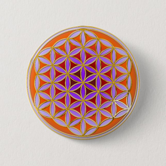 Badge Rond 5 Cm Fleur de la vie - style 04 de bouton (Devant)
