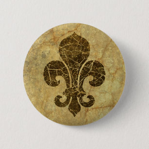 Badge Rond 5 Cm Fleur De Lis Usée
