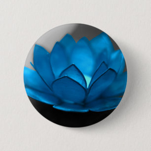 Badge Rond 5 Cm Fleur de Lotus bleu