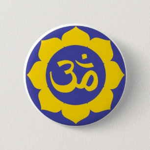 Badge Rond 5 Cm fleur de lotus - méditation d'aum
