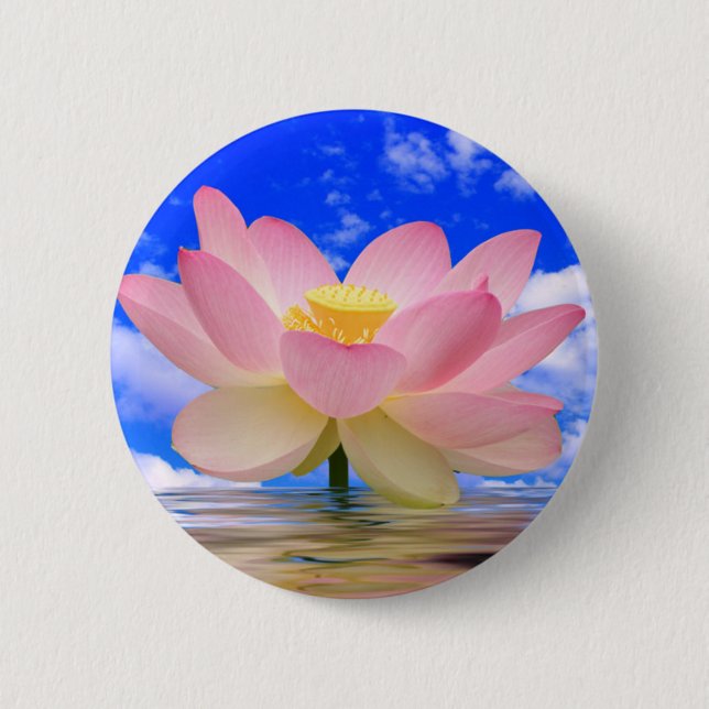 Badge Rond 5 Cm Fleur de Lotus soutenue dans l'eau (Devant)